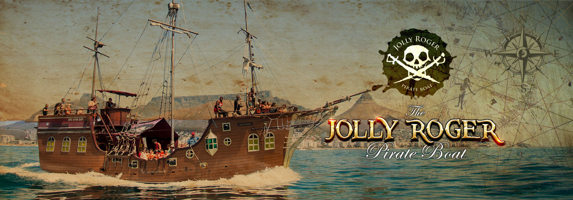 Jolly Roger Pirate Boat Banner Image