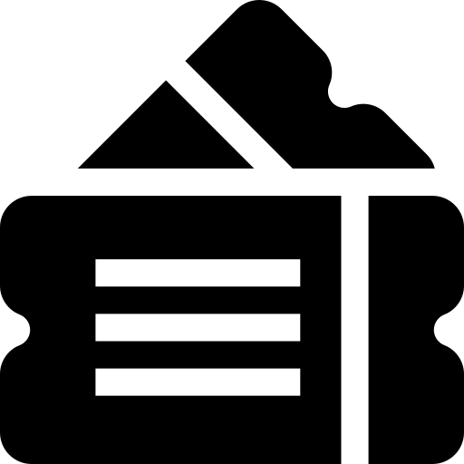 Black icon of tickets with a mountain image and lines.